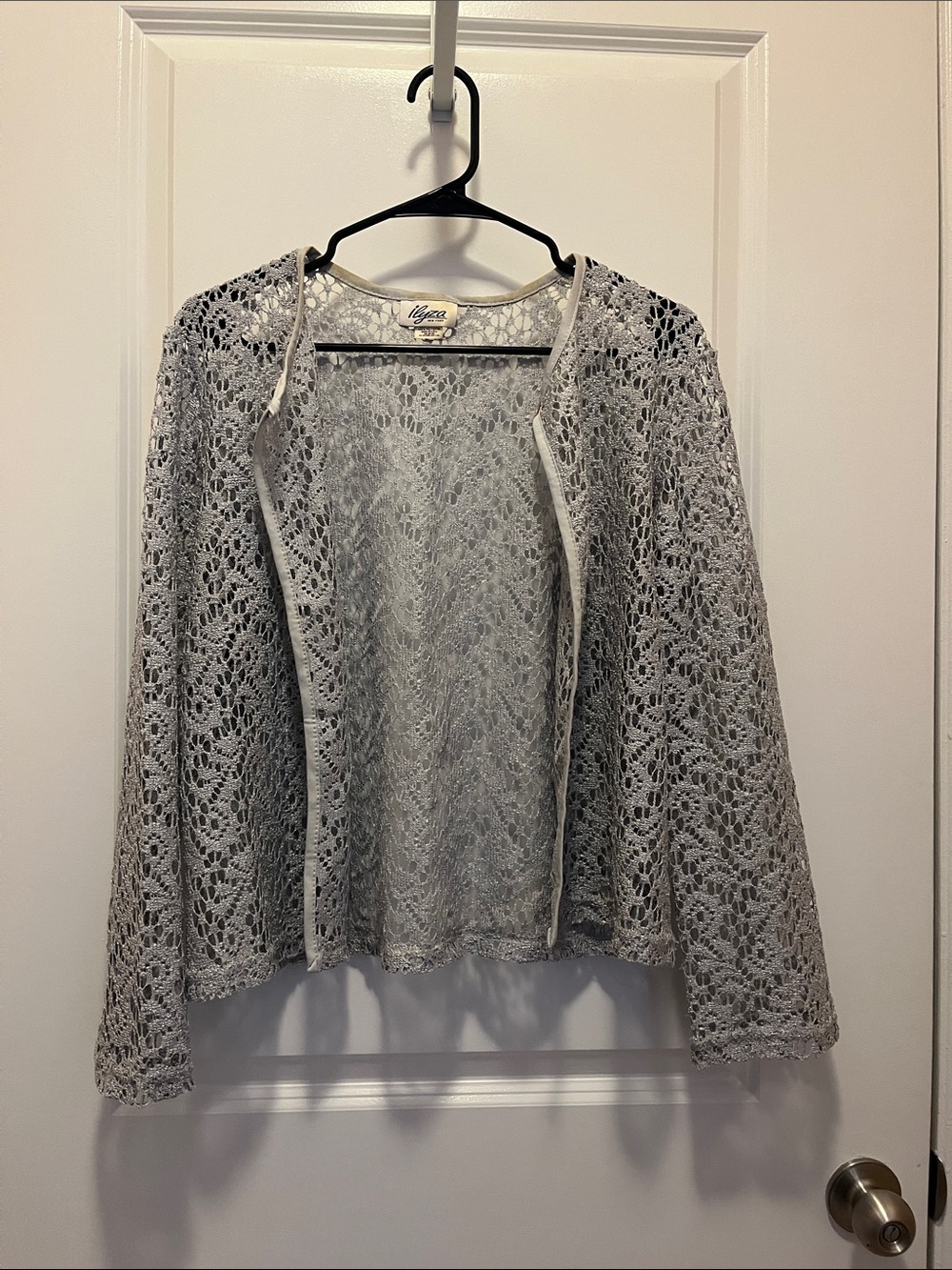 Ilyza New York Gray Lace Open Front Cardigan Jacket